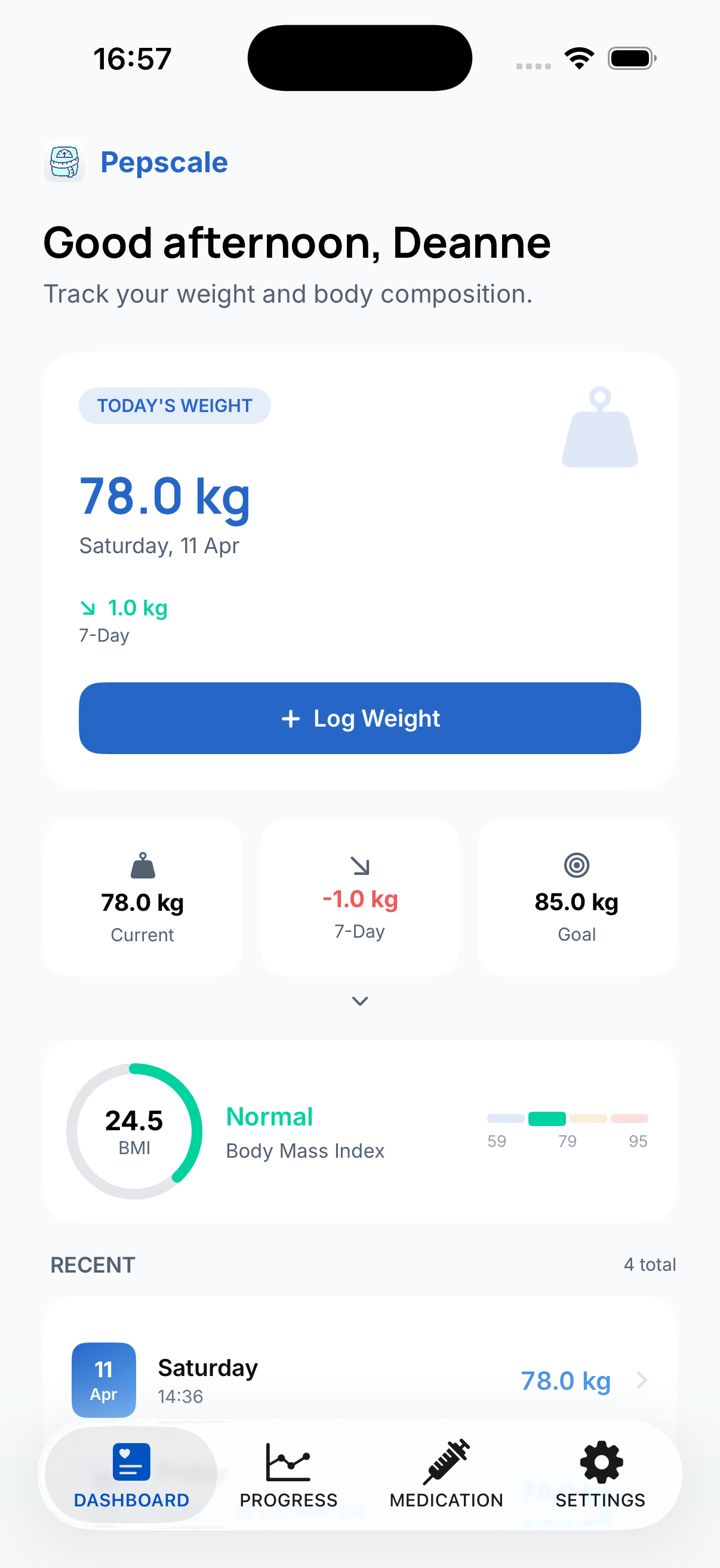 Pepscale App Interface